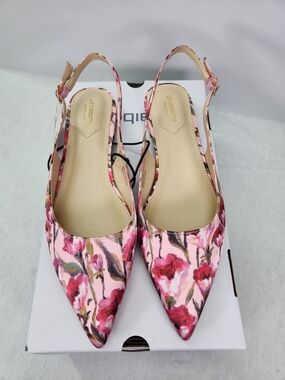 Liz Claiborne Pink Floral Pointed Slingback Ballet Flats Mules Size 9.5